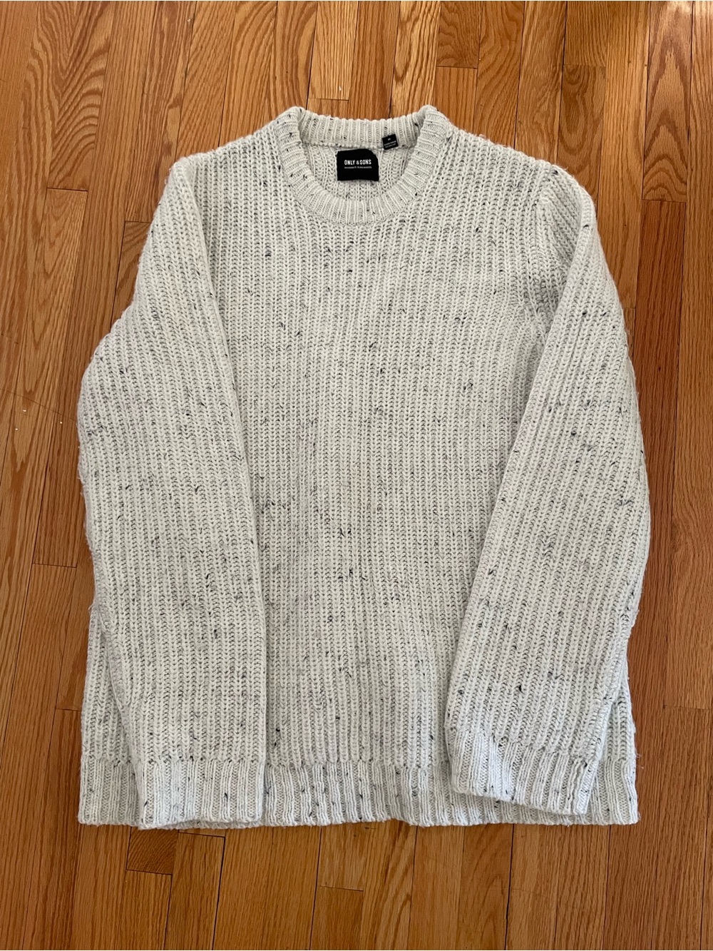 ONLY & SONS Cream Speckled Knit Crewneck Sweater